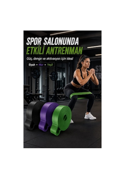 25-35-45 KG Direnç Bandı Seti Kas Geliştirme Lastiği Fitness Pilates Cross Training Bant 3 Sertlik