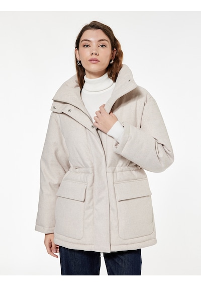 Koton Koyun Yünü Karışımlı Cepli Dik Yaka Uzun Kollu Oversize Kaşe Mont Bej 6wak00227ew Ekru Koton Koyun Yünü Karışımlı Cepli Dik Yaka Uzun Kollu Oversize Kaşe Mont Bej 6wak00227ew Ekru