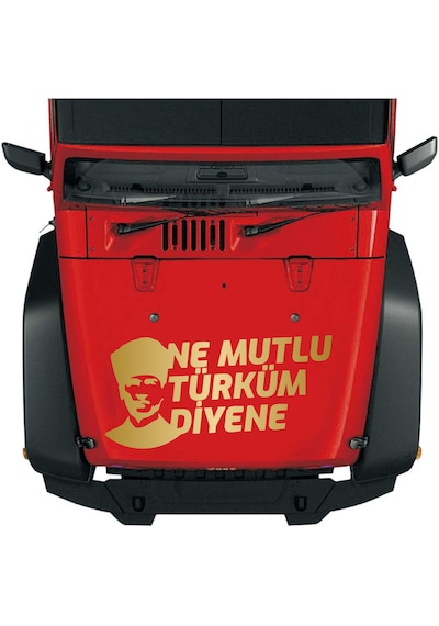 Ne Mutlu Türküm Diyene Sticker - Atatürk Türk Sticker - Araba Oto Motosiklet Karavan Sticker - 02505 12X6 Cm