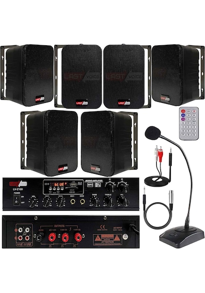 Lastvoice Black Large Paket-5 Hoparlör ve Anfi Anons Ses Sistemi