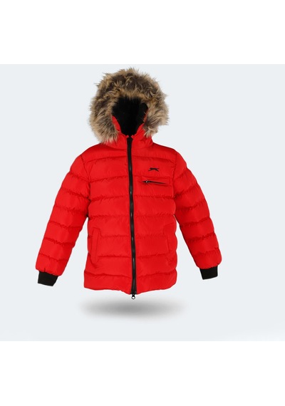 Slazenger CALISTO NEW Çocuk Kapüşonlu Şişme Kırmızı Mont & Kaban