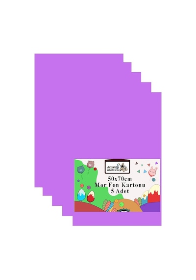Fon Kartonu 50x70 Cm 120 Gr 5 Adet 50 70 Cm Renkli Fon Kartonu Kağıdı 120 Gr Okul Sınıf Etkinlik Kreş Okul Öncesi Mor