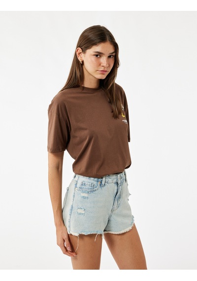 Koton Rahat Kalıp Pamuklu Püsküllü Paça Mini Denim Şort Açık İndigo 5sal40334md Açık İndigo
