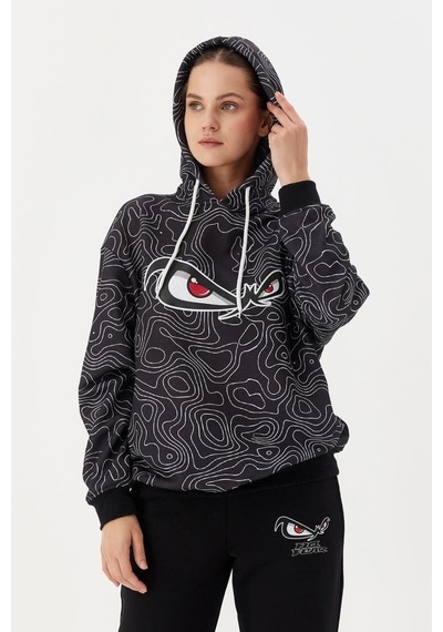 No Fear Kadın Sweatshirt Oversize Kapüşonlu Siyah 72523 001