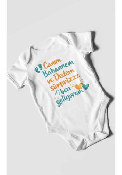 Morivokids Babaanneye Ve Dedeye Özel Kısa Kollu Bebek Body %100 Pamuk Beyaz