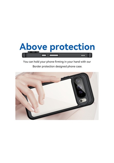 Caseonn Google Pixel 10 Pro Xl Kılıf Kamera Korumalı Darbe Emici Şeffaf Arka Kapak Siyah