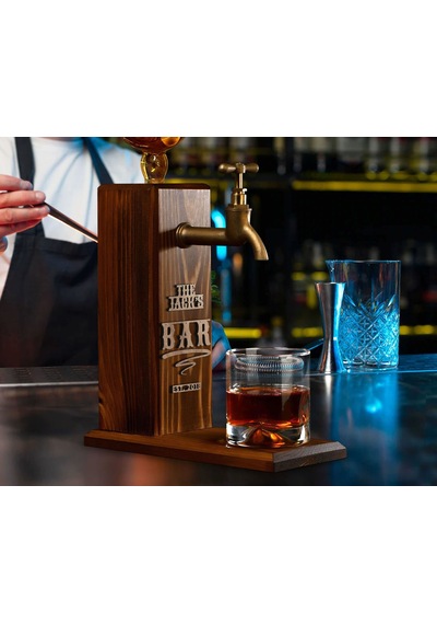 Bk Gift Bar & Pub & Meyhanelere Özel Kabartma İsimli 4 Adet Musluklu Doğal Ahşap İçki Standı-3