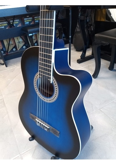 Ravenni Rcg-120 4/4 Klasik Gitar Tam Boy Kesik Kasa Kılıf+penaseti+kapo Hediyeli Mavi