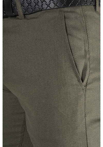 Terapi Men Erkek Haki Slim Fit Düz Model İtalyan Kesim Keten Pantolon Haki