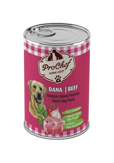 16 Adet Yetişkin Dana Etli Kıyılmış Köpek Maması 415 Gr Pro Chef Konserve Yaş Mama