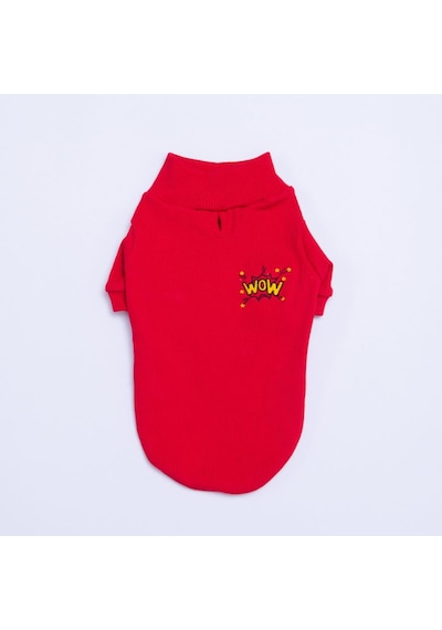 Kırmızı Wow Nakışlı Esnek Kedi Köpek Sweat- Kedi Köpek Kıyafeti Kırmızı Wow Nakışlı Esnek Kedi Köpek Sweat- Kedi Köpek Kıyafeti