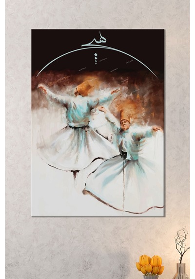 Dervişler Ve Hiç Yazılı Dini İslami Kanvas Tablo 50 x 70