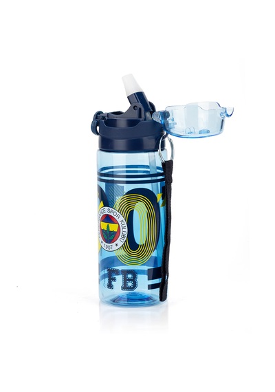 Fenerbahçe Lisanslı 500ml Pipetli Kilitli Kapaklı Mavi Su Matarası - Orijinal Fb Taraftar Suluk Sarı - Lacivert
