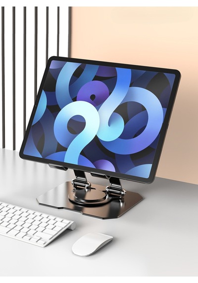 360 Dönen Siyah Metal Ayarlanır Katlanabilir Tablet Telefon Yükselten Tablet Telefon Çalışma Standı