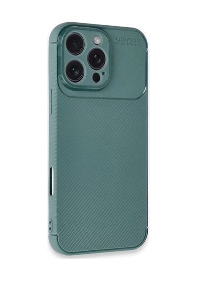 Apple Uyumlu  iPhone 16 Pro Max Kılıf Auto Focus Karbon Kapak Koyu Yeşil