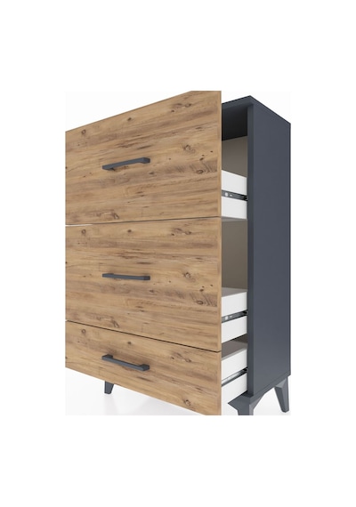 Arges Komodin 3 Çekmeceli 60x30x96 Antrasit-çam Antrasit