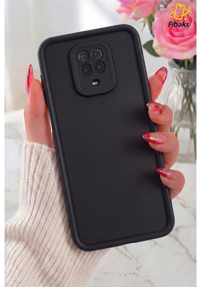 Fibaks Redmi Note 9 Pro/9s Uyumlu Kılıf Kamera Korumalı Yumuşak Dokulu Darbe Emici Siyah Silikon Kapak