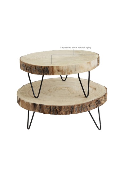 Paulownia Metal Ayaklı Kaide, 28 Cm, Doğal Ahşap Rengi Çok Renkli