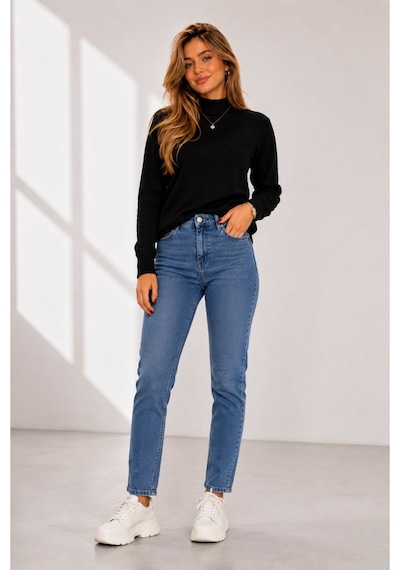 Hira Life Fashion Kadın Şık Tasarım Ve Yumuşak Dokulu Dik Yaka Triko Basic Kazak Bluz Siyah Siyah Hira Life Fashion Kadın Şık Tasarım Ve Yumuşak Dokulu Dik Yaka Triko Basic Kazak Bluz Siyah Siyah