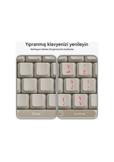 Kırmızı 3d Transfer Arapça Klavye Etiketi Harf Bırakmalı Uygulama Temiz Klavye Etiketi Şeffaf Arka