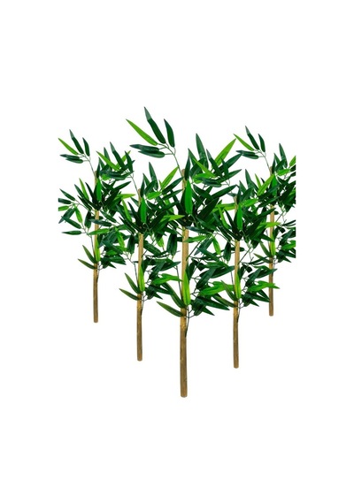 5li Set Yapay Bambu Sopası 8 Yapraklı 70cm Yapay Çiçek Bambu Duvarı Separatör Çiçeği Yapay Çiçek