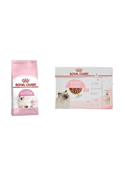 Kitten Kuru Kedi Maması, Yavru Kedi, 4 Kg & Royal Canin Kitten Yaş Kedi Maması, Yavru Kedi, 12 X 85 G