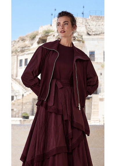 Misswhence Kat Detaylı Ceket Elbise Takım 40809 Bordo