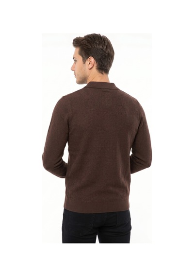 Foterman Erkek Spor Polo Yaka Mevsimlik Kazak Bgl-st05444 Kahverengi