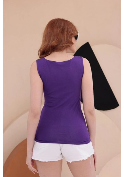 Bbbutikbasic Kare Yaka Esnek Atlet Bluz Hkn34 Mor