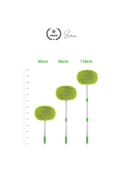 Premium Mikrofiber Araba Yıkama Fırçası Mop Paspas Temizleme Uzun Saplı Detaylı Çiziksiz Uzayabilen