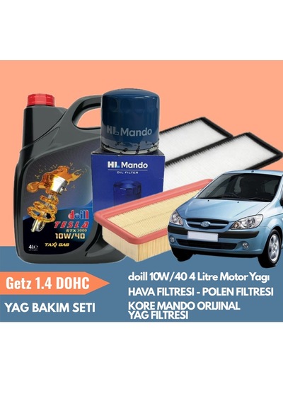 Getz 1.4 Dohc Periyodik Bakım Seti Doill 10w40 4l Motor Yağı  Kore Mando Yağ Filtresi Yerli Hava & Polen Filtresi Yağ Bakım Paketi
