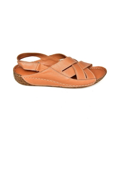 Fox Shoes P555012303 Taba Hakiki Deri Comfort Ortopedik Taban Kadın Sandalet Taba