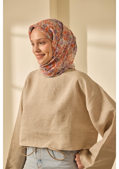 Silk Home Soft Eşarp 73090-13 Uruncu, Eflatun, Pastel Mor