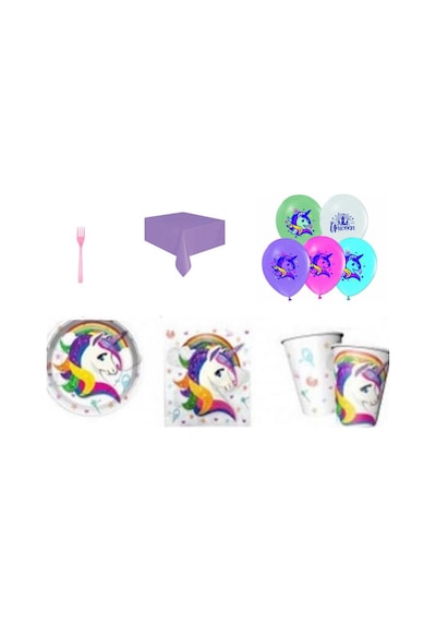 Unicorn Doğum Günü Süsleri ve Parti Seti 16 Kişilik Full Ekonomik