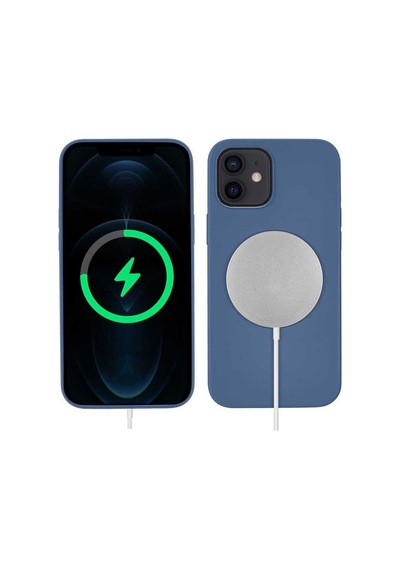 Apple Uyumlu iPhone 12 Kılıf Zore Silksafe Wireless Kapak Mavi