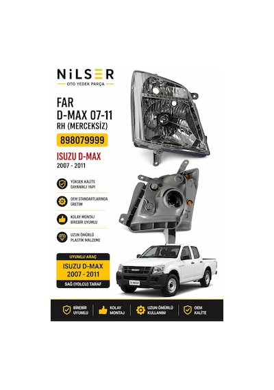 Isuzu Dmax Far Lambası Sağ 2007-2011 Merceksiz