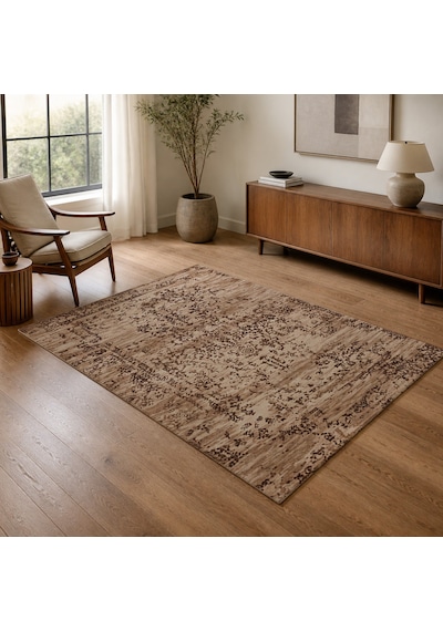 Kartela Halı Siro Halı Kaymaz Taban Makinede Yıkanabilir Halı Kahverengi - 80 X 120 Cm