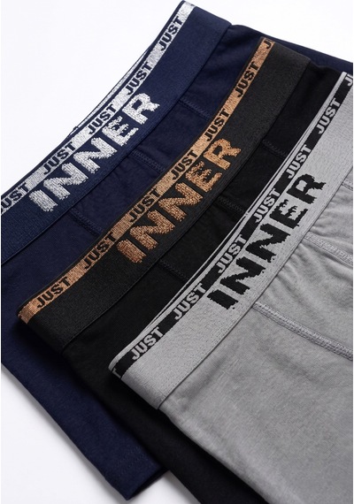 Just Inner Erkek Pamuklu Boxer Kabartma Bel Lastikli İç Giyim Konforu 135001 Lacivert