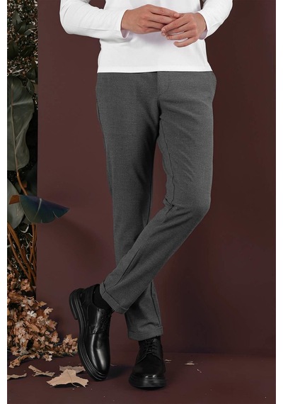 Efor Slim Fit Yan Cepli Dokulu Esnek Casual Antrasit Pantolon P 1139 Antrasit
