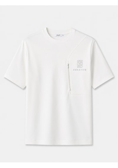 Xint Ekru Pamuk Dokulu Oversize Tişört 502175