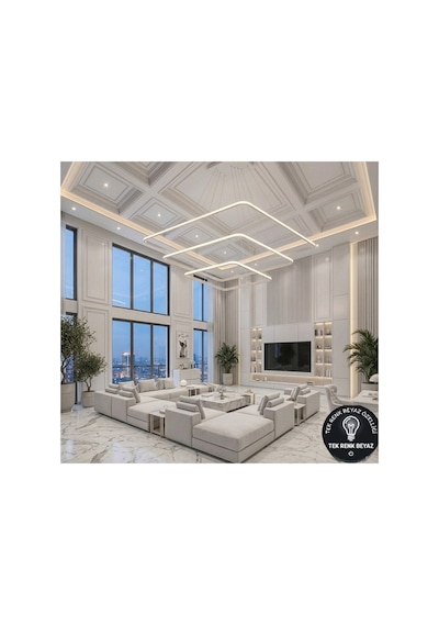 Atlas Beyaz Kasa Modern Led Avize Beyaz Tek Renk Salon, Yatak Odası Ve Oturma Odası İçin