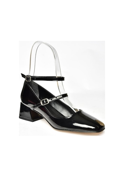 Fox Shoes R654037208 Siyah Rugan Kalın Topuklu Kadın Ayakkabı Siyah