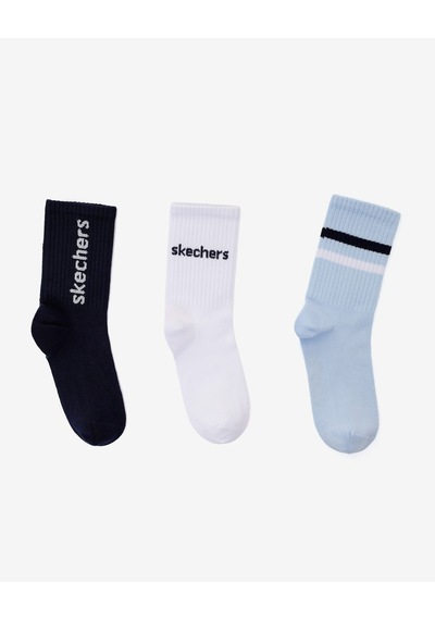Skechers 3'lü Paket Funny Script Uzun Çorap Büyük Erkek Çocuk Lacivert-mavi-beyaz Sk2520126-3474