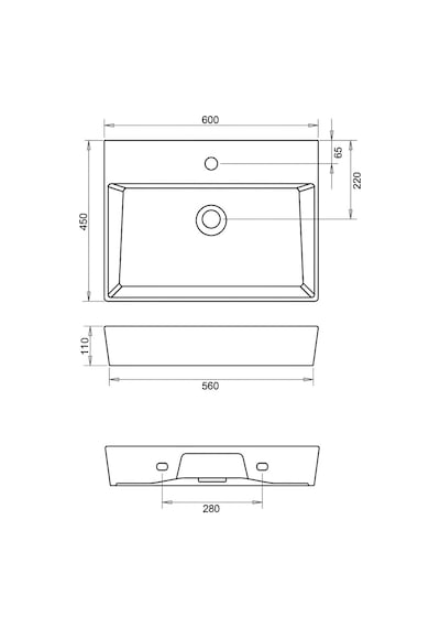 Turavit Vega Dikdörtgen Beyaz Delikli Lavabo 60x45 Cm Vg0060 Diğer