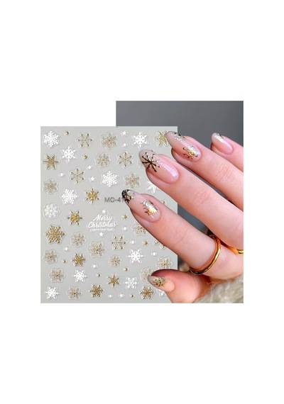 Çam Ağacı Kar Tanesi Yılbaaşı Yeni Yıl Noel 3d Tasarım Yapışkan Sticker Tırnak Dövmesi Nail Art-417