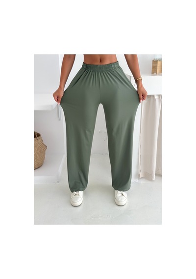 Gugus Yazlık Takım - Alt Üst Kadın Dokulu Kumaş -baggy Pantolon + Salaş Üst Koyu Yeşil Gugus Yazlık Takım - Alt Üst Kadın Dokulu Kumaş -baggy Pantolon + Salaş Üst Koyu Yeşil