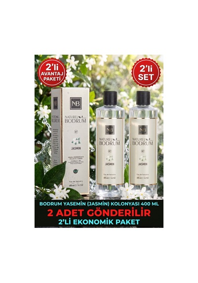 Jasmin Beyaz Yasemin Kolonyası 400 Ml Dökmeli 2'li Paket 80 Aile Ve Ofis Toptan Set