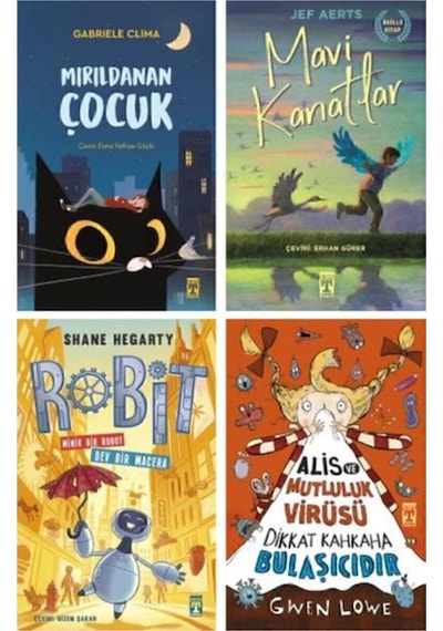 Mırıldanan Çocuk - Mavi Kanatlar - Mutluluk Virüsü 4 Kitap Set - 9-12 Yaş Arası Okuma Kitapları