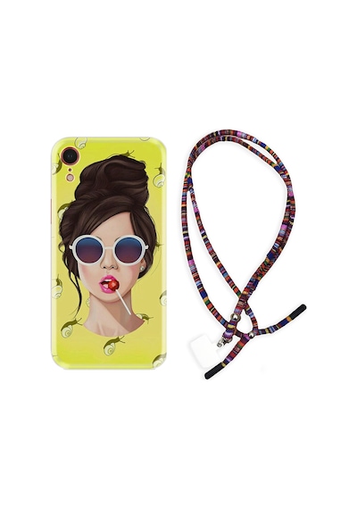 Apple Uyumlu iPhone XR Kılıf Rasta Boyun Askılı Lollipop Woman 1416