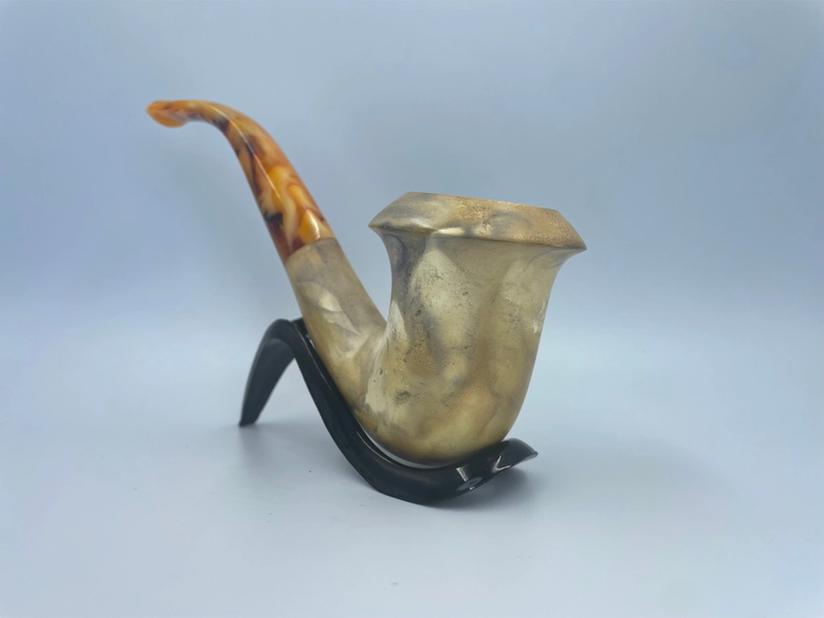 Amber Serenity Lületaşı Pipo El Yapımı, Kehribar Ağızlık, Koleksiyonluk, Doğal Taş, Filtreli